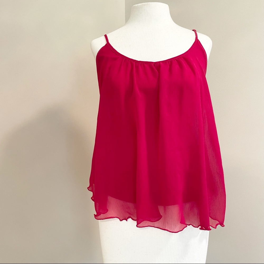 Pink Red Lettuce Hem Professional Camisole Blouse From Express